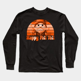 Groovy Happy Fall Gnome Vintage Sunset Retro Long Sleeve T-Shirt